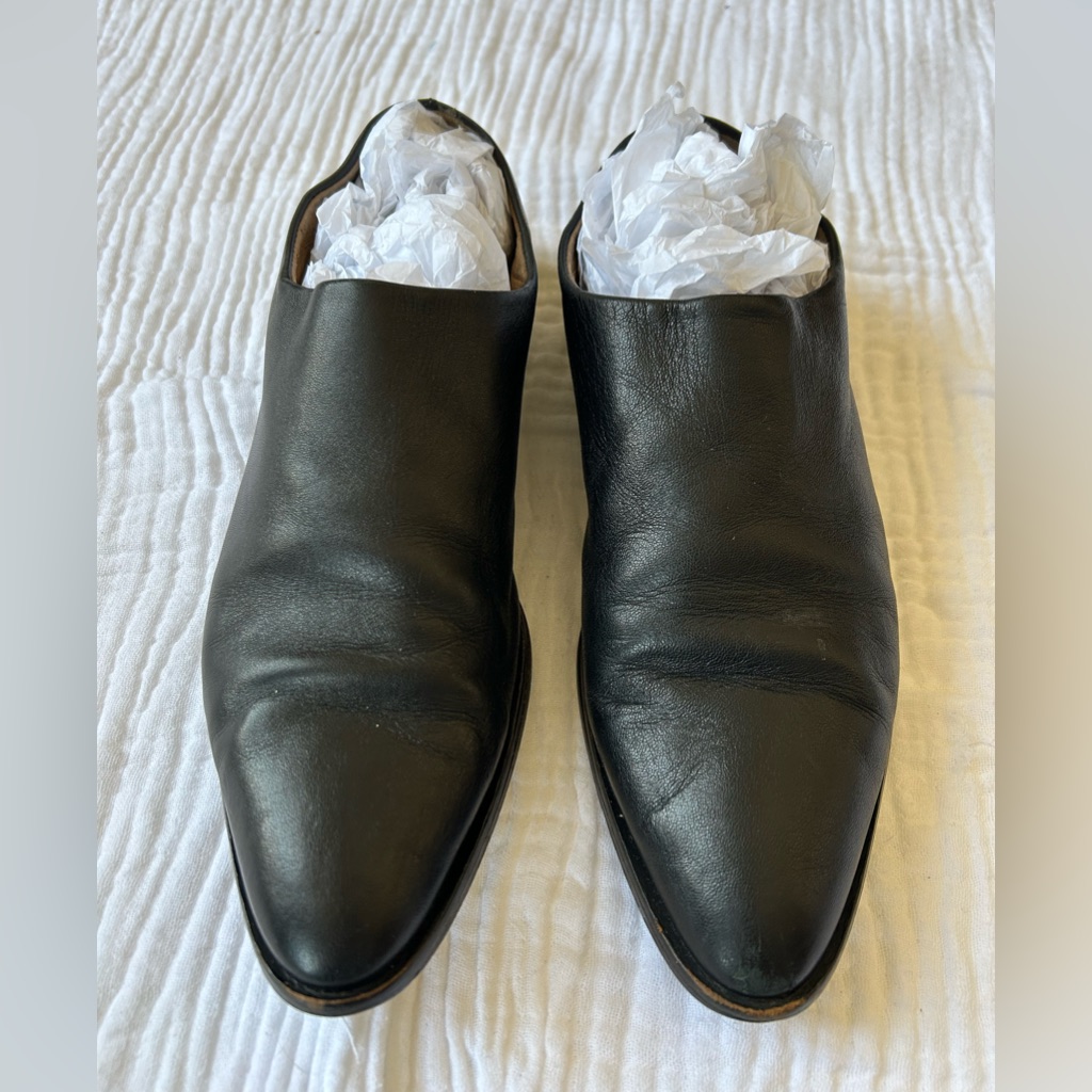 Everlane The Modern Babo Black Leather Fold Down Mule Loafer, Sz. 7.5